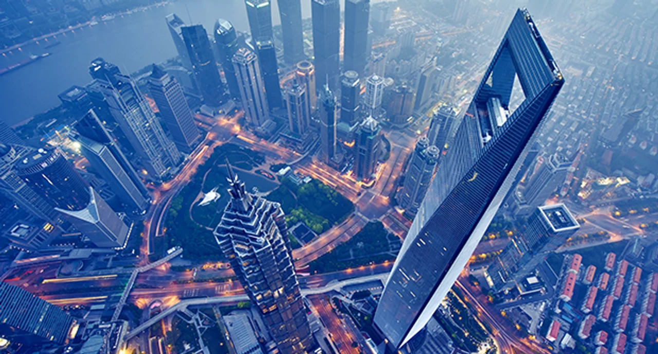 Aerial View Of Shanghai At Night