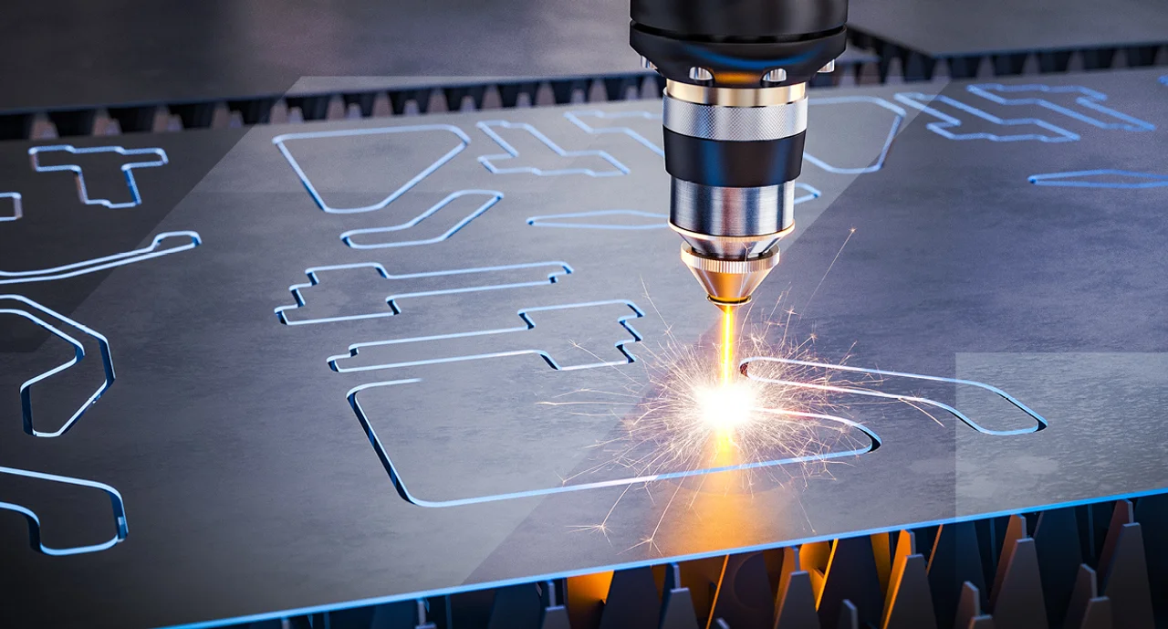 Plasma cutter cutting shapes into metal