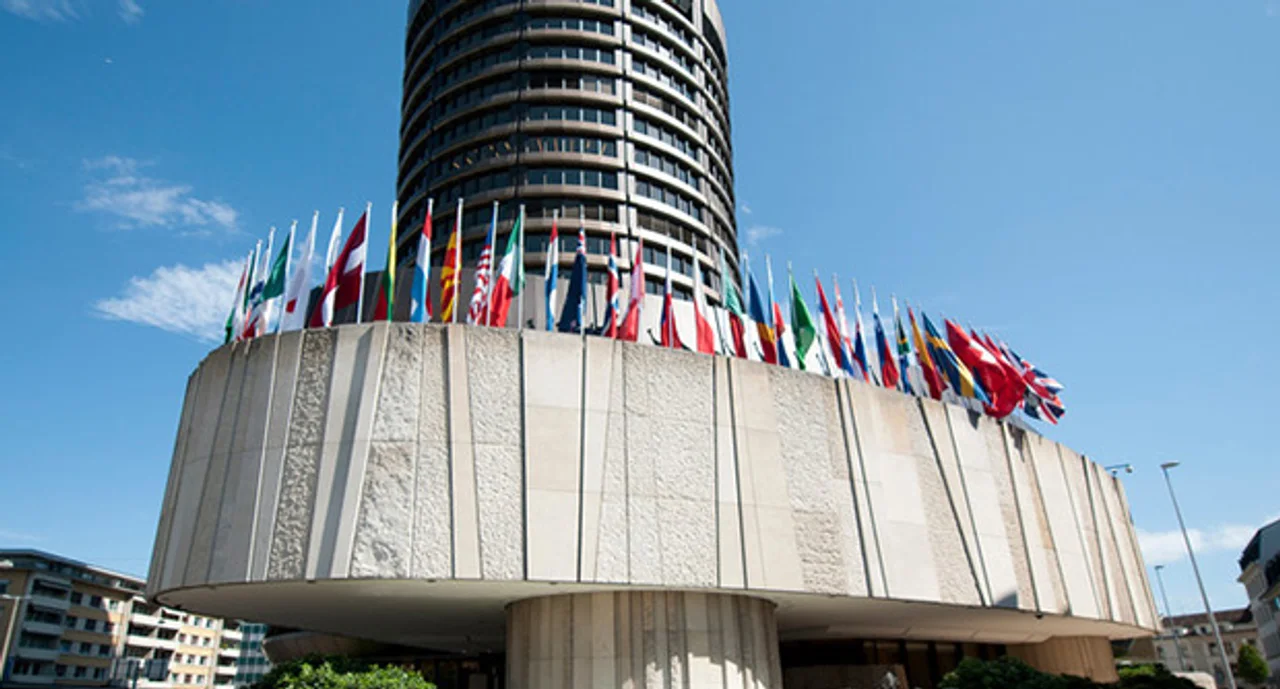 A view of the bank for international settlements in Basel, Switzerland