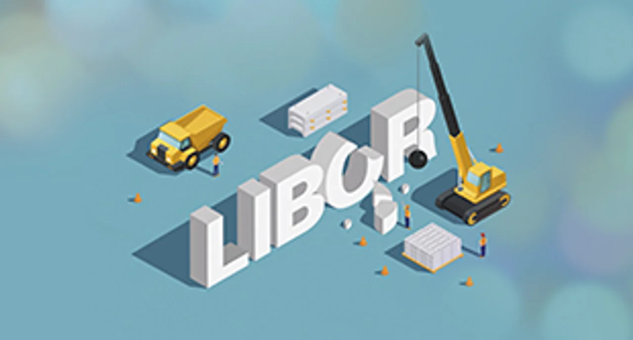 Graphic of construction vehicles erecting Libor