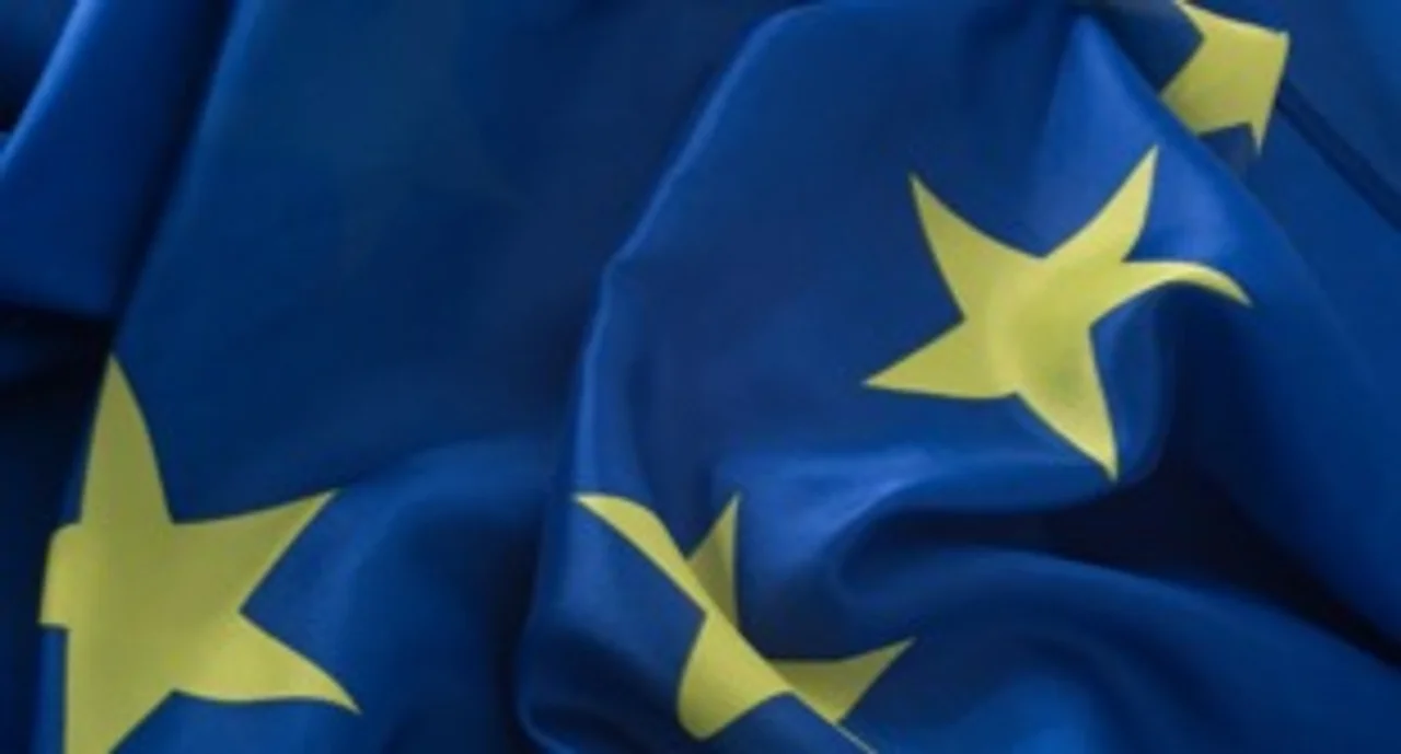 Europe flag flying in the wind