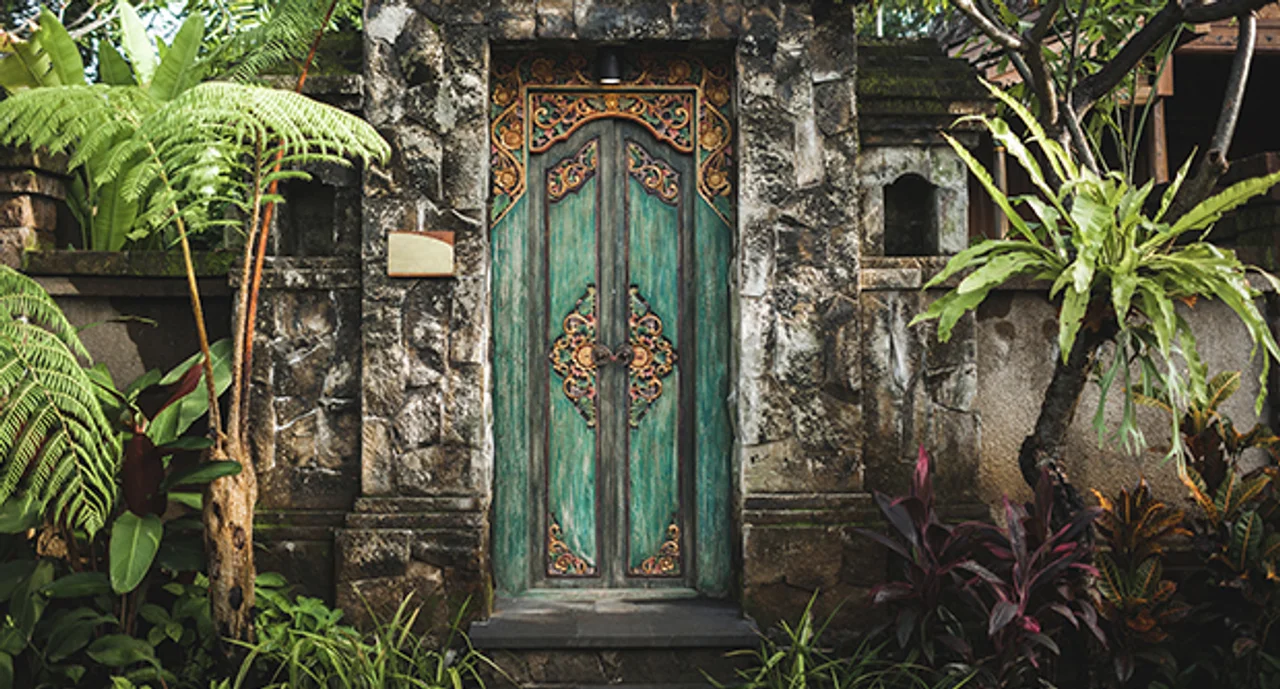 Traditional Balinese Handmade Carved Wooden Door