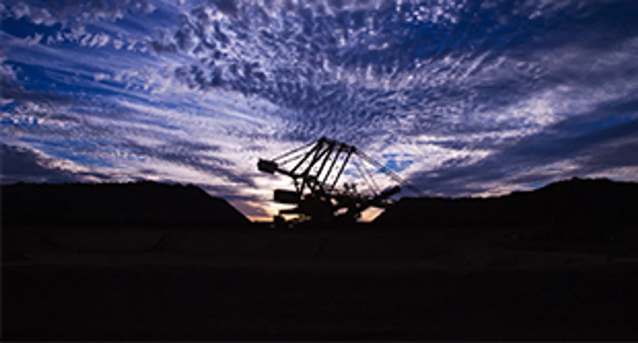 Iron ore mine site in the sunset