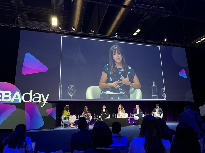 Deutsche Bank&rsquo;s Dayana Borrero speaking during the panel &ldquo;Correspondent Banking &ndash; essential or dispensable?&rdquo; at EBAday 2023