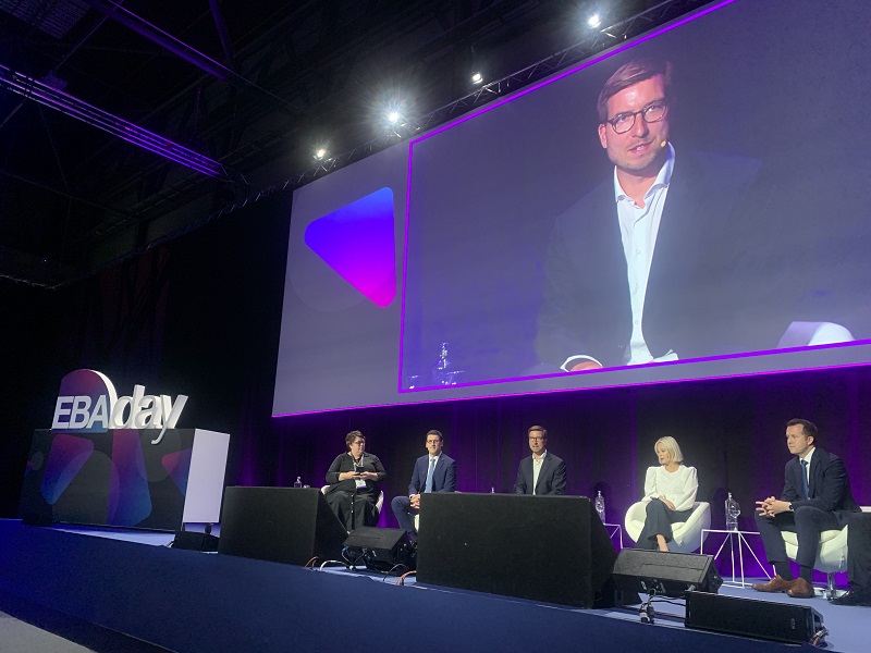 Deutsche Bank&rsquo;s Manuel Klein speaking during the &ldquo;What is the outlook for CBDCs in Europe&rdquo; panel at EBAday 2023