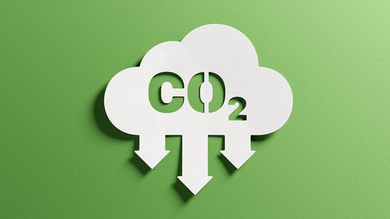 Reduce CO2 Abstract minimalist design, cutout paper, green