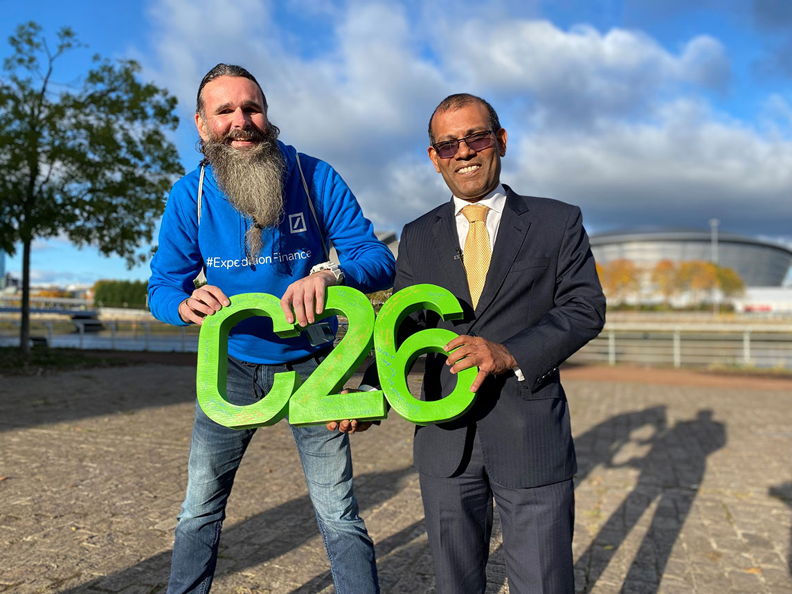 J&uuml;rgen with Mohamed Nasheed, former President of the Maldives, at COP26