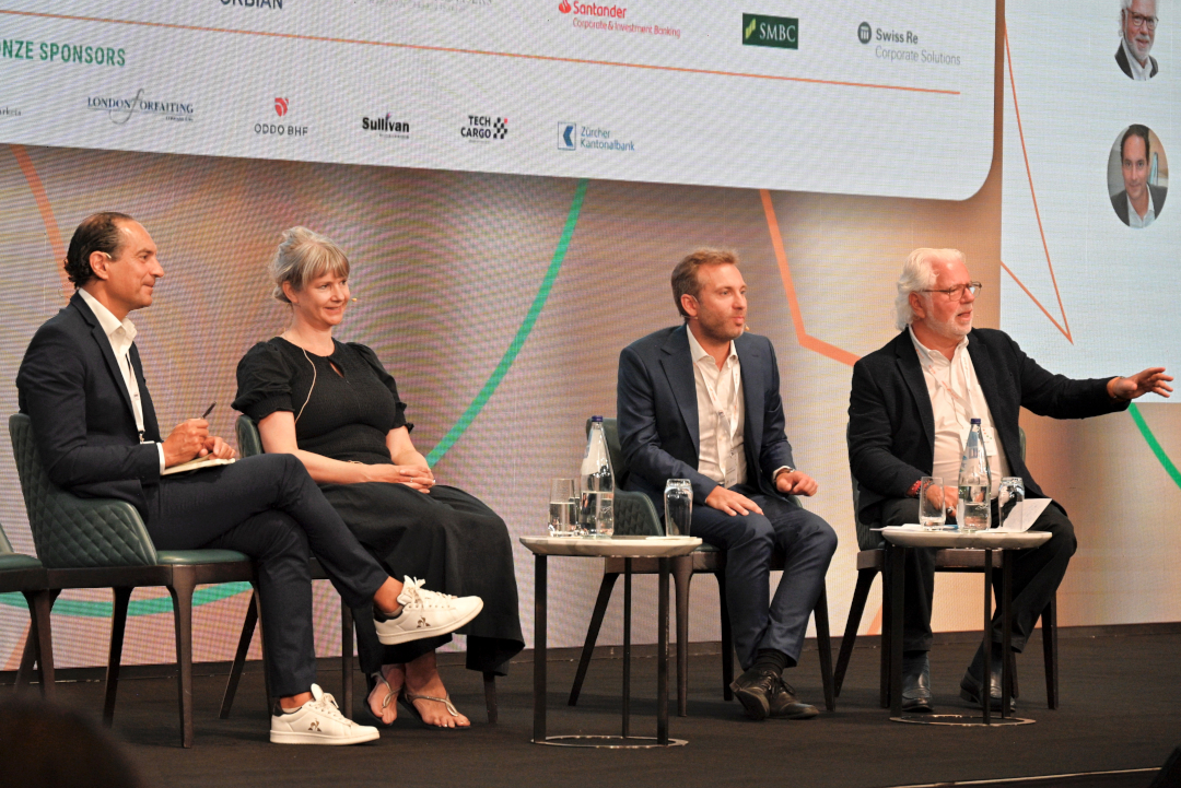 from left to right: Patrik Zekkar (CEO Enigio), Sarah Green (Head of Digital Assets and Trade Finance at D2 Legal Technology), Pierre Courquin (Head of Forfaiting at Soci&eacute;t&eacute; G&eacute;n&eacute;rale) and Geoffrey Wynne (Partner at Sullivan & Worcester)