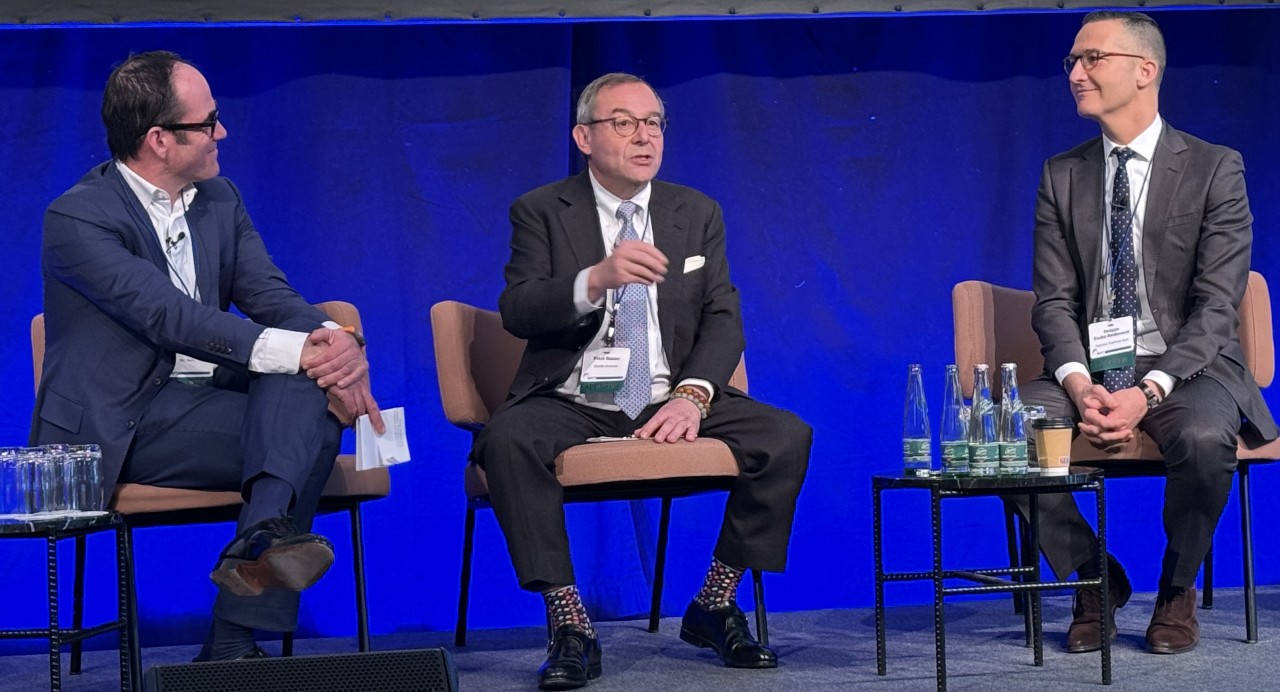 Left to right: Carsten Brzeski (ING Bank); Klaus Baader, (Soci&eacute;t&eacute; G&eacute;n&eacute;rale); and Philippe Dauba-Pantanacce (Standard Chartered Bank)